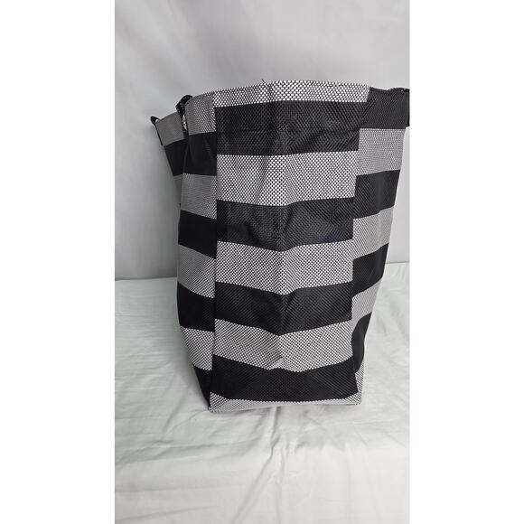 Scout Black Gray Striped Bucket List Large Open Top Shoulder  Tote Bag & Pouch - Picture 10 of 16